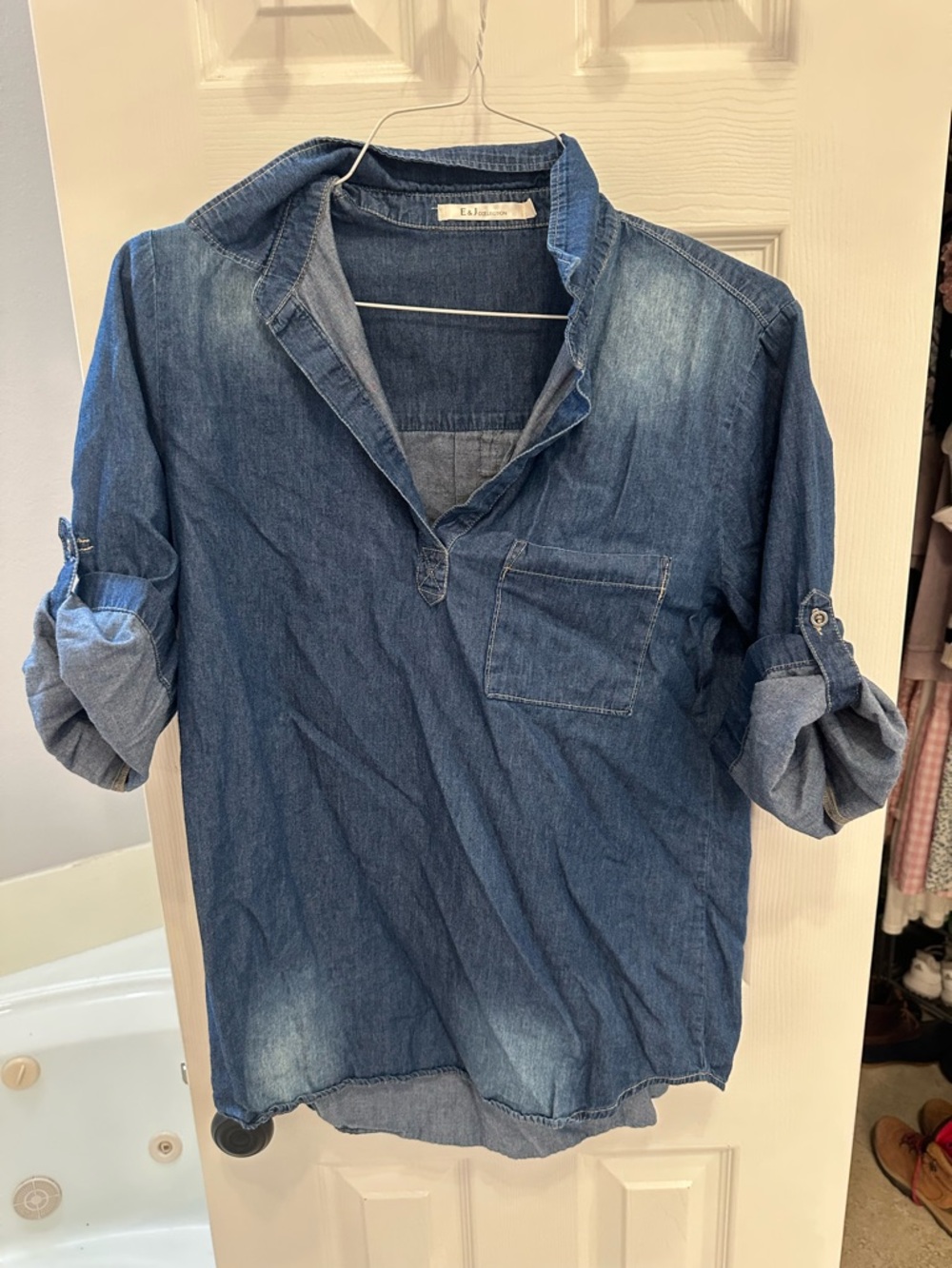Denim Button-Front Shirt - Blue
